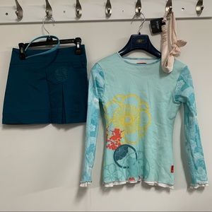 Kenzo blouse and mini skirt